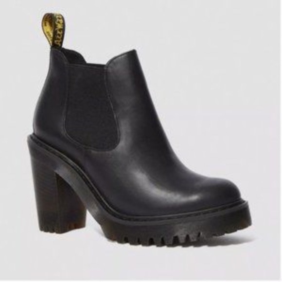 Dr. Martens Hurston Leather Heeled Chelsea Lug Sole Boots Booties Size 9 - Picture 3 of 4